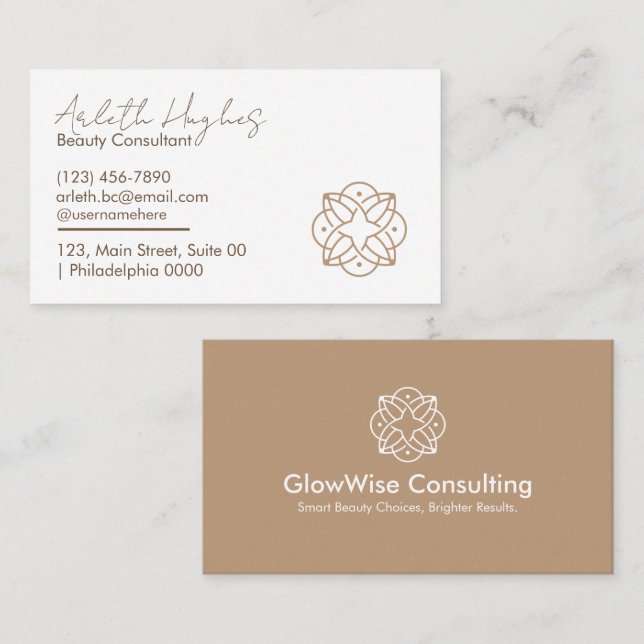 Beruflicher, eleganter, weißer Beige Handschrift Visitenkarte (Vorne/Hinten)