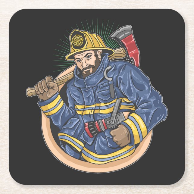 Beruflicher Feuerwehrmann Rechteckiger Pappuntersetzer (Vorderseite)