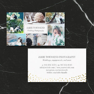 Beruflicher Fotograf in Gold Dots Collage Visitenkarte