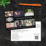 Beruflicher Fotograf-QR mit Schwarzen Logos Flyer<br><div class="desc">Marketing Flyer für einen beruflichen Fotografen,  der mit Fotos,  Logos,  Kontaktinformationen,  benutzerdefinierten Text und QR-Code personalisiert ist. Black Foto Collage Promotion Flyer für Ihr kleines Unternehmen gedruckt mit Fotos aus Ihrem Portfolio ,  Ihrem Logo,  und auf der Rückseite Ihre Kontaktdaten,  QR-Code und mehr.</div>
