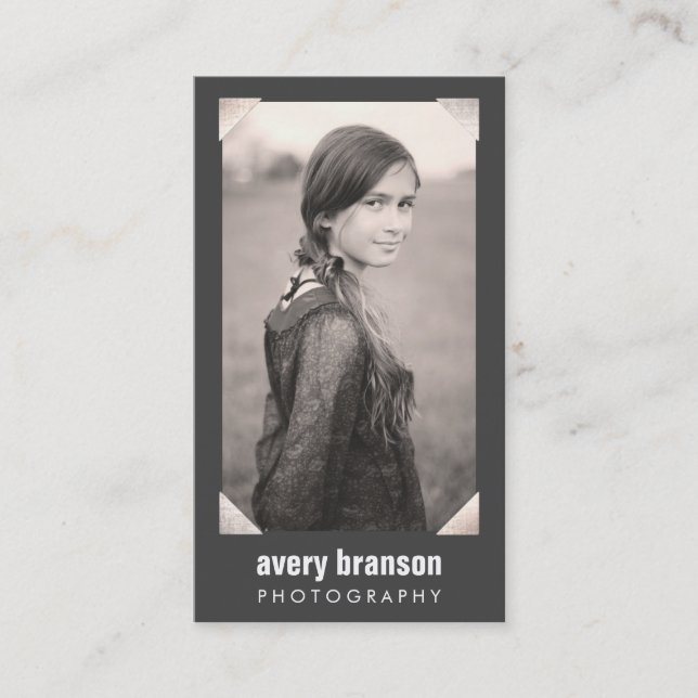 Beruflicher Fotograf Silver Corner Fotokarte Visitenkarte (Vorderseite)