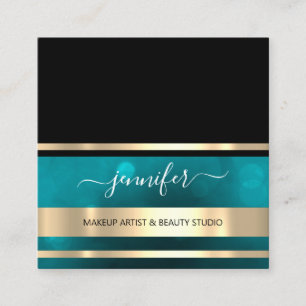 Beruflicher Friseur Gold Black Quadratische Visitenkarte