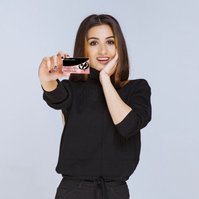 Beruflicher Friseur Stylist Rose Makeup Logo Visitenkarte (Professional Hairdresser Stylist Rose Makeup Logo Business Card)