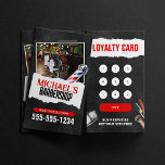 Beruflicher Friseursalon Treuekarte<br><div class="desc">Mit dieser edgy Loyalty Card Vorlage verleihen Sie Ihrem Barbershop einen neuen Look! Mit einem Vintagen Foto-Design mit gerippten Papierelementen und klassischen Frischwerkzeugen eignet sich diese Vorlage hervorragend, um Ihre Dienstleistungen zu fördern und neue Kunden anzuziehen. Passen Sie diese Vorlage mit dem Namen und dem Branding Ihres Barbershops an. Liste...</div>