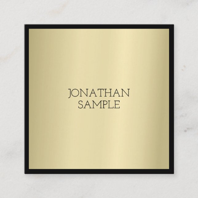 Beruflicher Glamour Gold Elegante Minimalistisch S Quadratische Visitenkarte (Vorderseite)