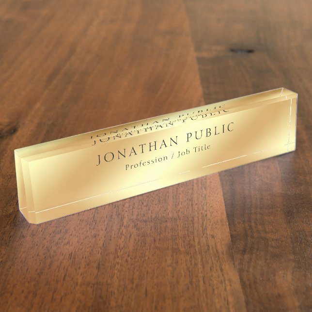 Beruflicher Goldblick-Kalligraphie-Name elegant Namensplakette (Seite)