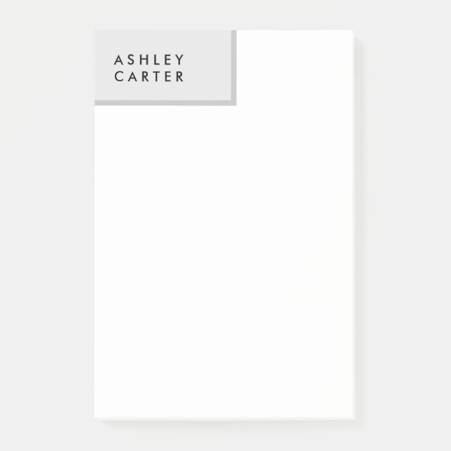 Beruflicher, grauweißer schlichter minimalistische post-it klebezettel (Vorderseite)