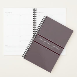 Beruflicher Gray & Burgund Streifen | Name und Jah Planer