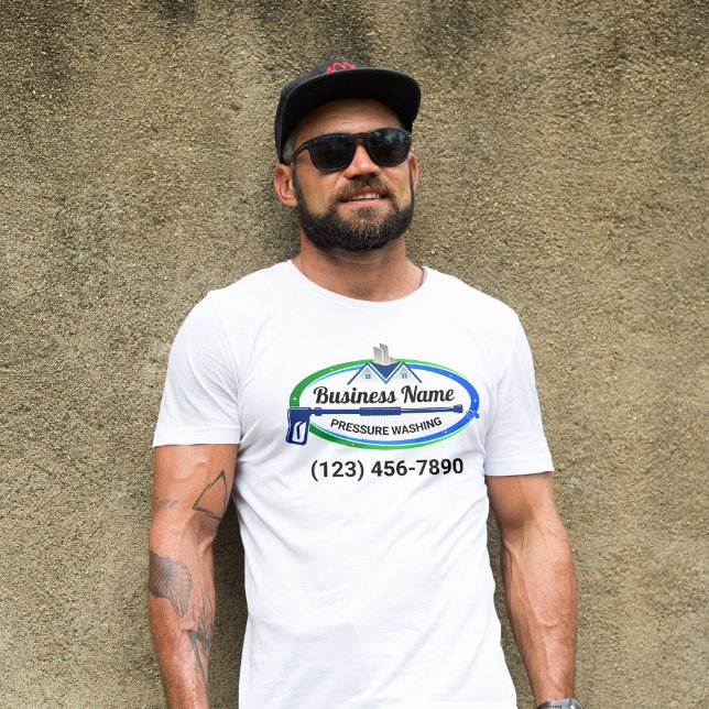 Beruflicher grüner blauer Druckwäscheservice T-Shirt (Von Creator hochgeladen)