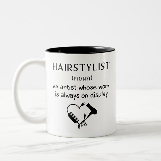 Beruflicher Haarkünstler, Haarstylist Zweifarbige Tasse (Links)