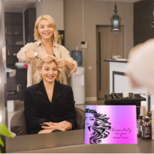 Beruflicher Haarsalon Makeup Lash Lila rosa Quadratische Visitenkarte