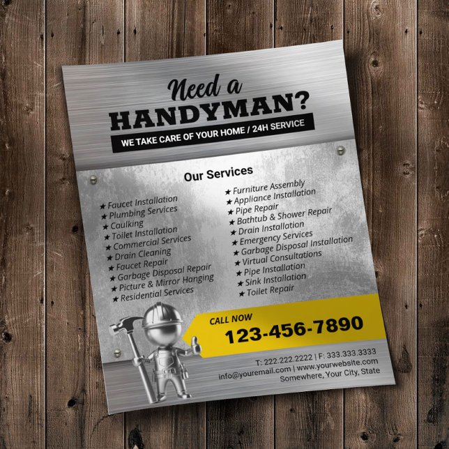 Beruflicher Handyman Repair Service 3D-Mitarbeiter Flyer (Von Creator hochgeladen)