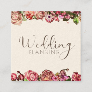 Beruflicher Hochzeitsplaner Elegant Rosa und Rosa Quadratische Visitenkarte