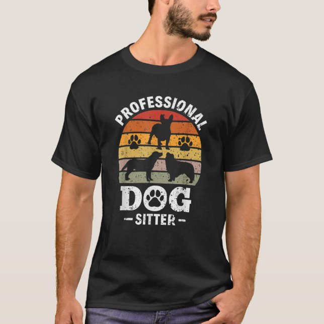 Beruflicher Hundesitzer Sitzplatz Sitzplatz Sitzen T-Shirt (Vorderseite)