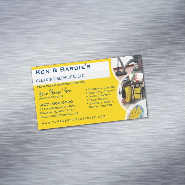 Beruflicher Janitorial-Reinigungsservice Magnetische Visitenkarte (Beispiel)