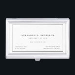 Beruflicher Kartenkoffer für Minimalistische Anwäl Visitenkarten Dose<br><div class="desc">Dieses einfache und minimalistische Visitenkartengehäuse mit Ihrem Namen und Ihrem Titel in schwarz mit dünner schwarzer Grenze auf weißem Hintergrund. Personalisieren Sie es für Ihre Bedürfnisse. Ideal für Führungskräfte,  Buchhalter,  Anwälte,  Anwälte,  Finanzanalysten,  Berater,  Grafiker,  Autoren,  Innenarchitekten und alle Geschäftsleute. In meinem Geschäft finden Sie passende Produkte.</div>