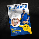 Beruflicher Klempner Klempner Unternehmer blau Flyer<br><div class="desc">Dieses berufliche und ansprechende Flyer-Design ist ideal für Klempner, die gewollt haben, neue Kunden zu gewinnen und ihre Dienstleistungen zu präsentieren. Mit einem freundlichen Bild, klaren und präzisen Informationen und einem überzeugenden 30%-igen Angebot unterstreicht dieser Flyer effektiv den Wert, den Sie bieten. Die fett gedruckten Farben und das saubere Layout...</div>