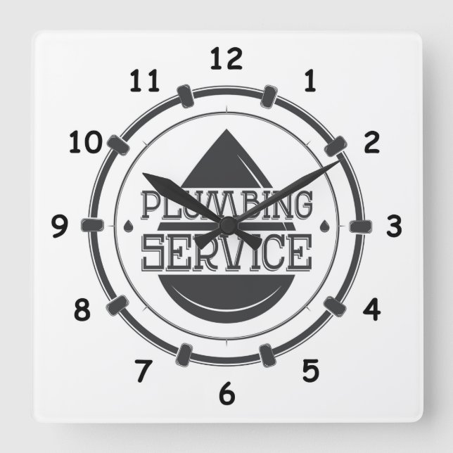 Beruflicher Klempner Quadratische Wanduhr (Vorderseite)