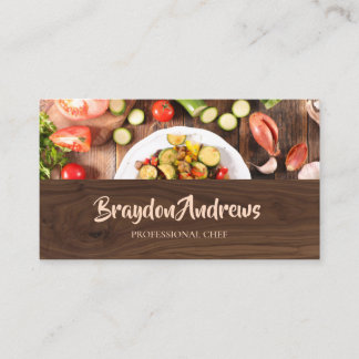 Beruflicher Koch Wood Food Catering Visitenkarte