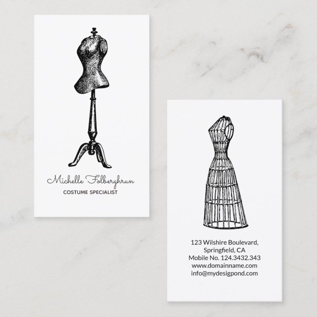 Beruflicher Kostüm-Designer-Spezialisten-Stylist Visitenkarte (Vorne/Hinten)