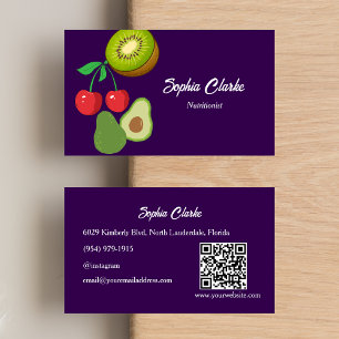 Beruflicher Lila Ernährungsdiätetiker QR-Code Visitenkarte