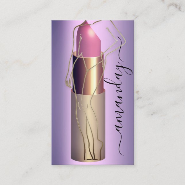 Beruflicher Makeup-Body-Lipstick QR-Code Lila Visitenkarte (Vorderseite)