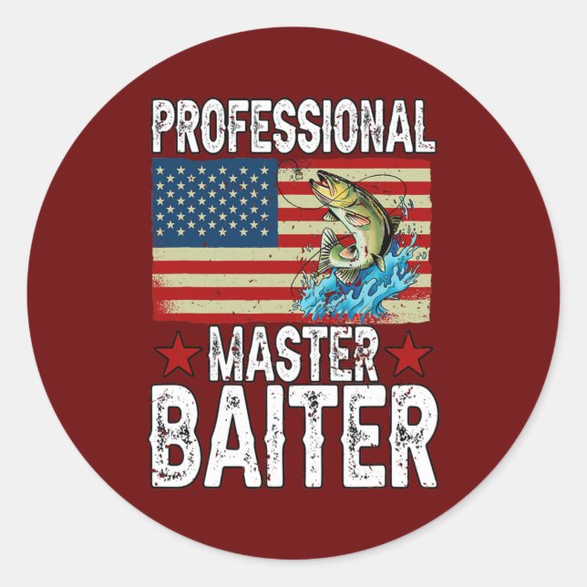 Beruflicher Master Baiter Fisherman American Runder Aufkleber (Vorderseite)