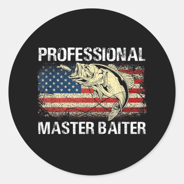 Beruflicher Master Baiter Retro American Flag Runder Aufkleber (Vorderseite)