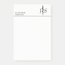 Beruflicher medizinischer Asclepius Schwarz-weiß e Post-it Klebezettel