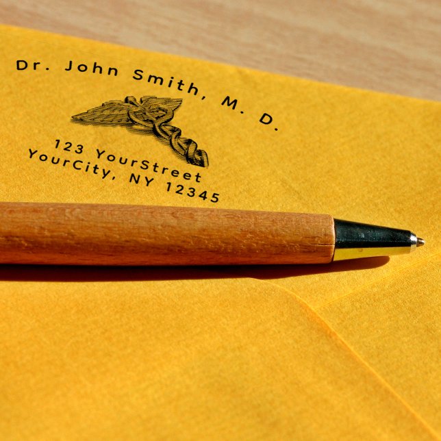 Beruflicher medizinischer Caduceus-Symbol Kurvelle Permastempel (Von Creator hochgeladen)