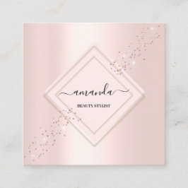 Beruflicher Minimalismus Rahmen Rosa Rose Glitzer Quadratische Visitenkarte
