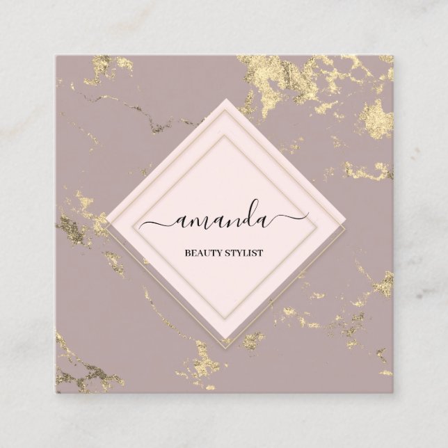 Beruflicher Minimalismus Rahmen Rose Gold Marmor Quadratische Visitenkarte (Vorderseite)