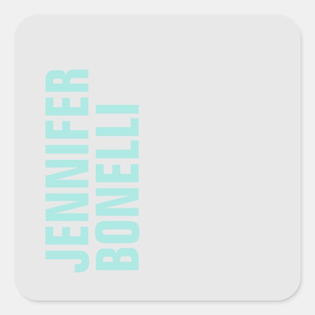 Beruflicher minimalistischer, fett blauer Name Quadratischer Aufkleber (Vorderseite)
