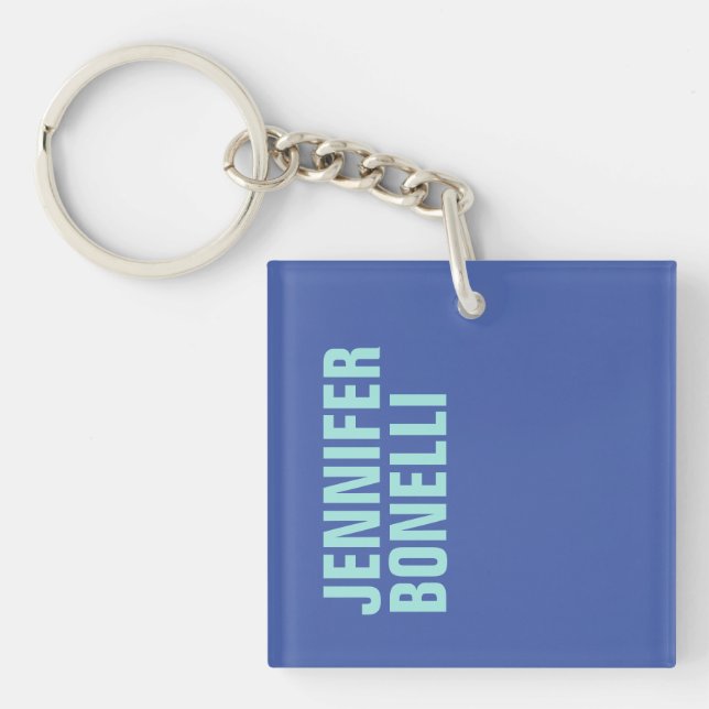 Beruflicher minimalistischer, fett blauer Name Schlüsselanhänger (Vorderseite)