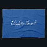 Beruflicher Minimalistischer Handschriftname Blau Geschirrtuch<br><div class="desc">Sie können die Schriftart, Hintergrundbild und Farbe, Buchstaben und Buchstaben leicht ändern.</div>