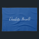 Beruflicher Minimalistischer Handschriftname Blau Geschirrtuch<br><div class="desc">Sie können die Schriftart,  Hintergrundbild und Farbe,  Buchstaben und Buchstaben leicht ändern.</div>