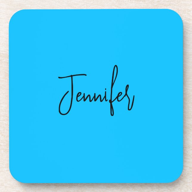 Beruflicher minimalistischer Kalligraphiename Blau Getränkeuntersetzer (Vorderseite)
