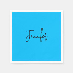 Beruflicher minimalistischer Kalligraphiename Blau Serviette