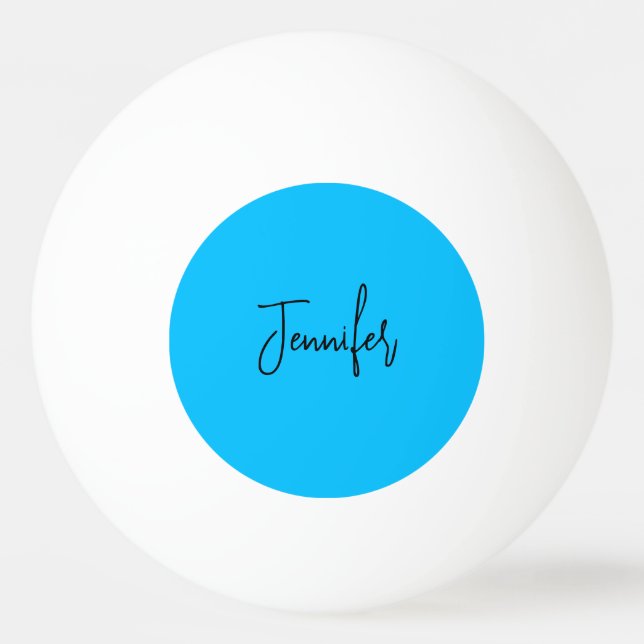 Beruflicher minimalistischer Kalligraphiename Blau Tischtennisball (Vorderseite)