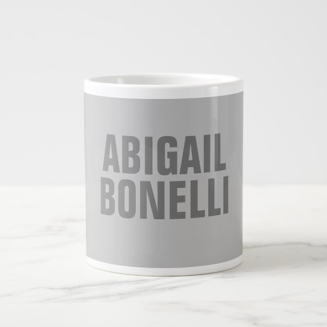 Beruflicher minimalistischer, moderner Grauname Jumbo-Tasse (Vorderseite)