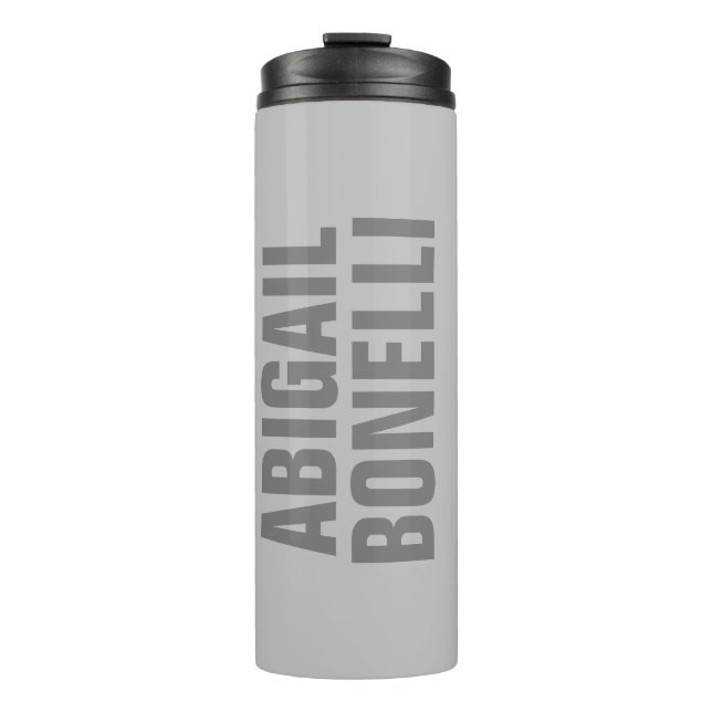 Beruflicher minimalistischer, moderner Grauname Thermosbecher (Vorderseite)