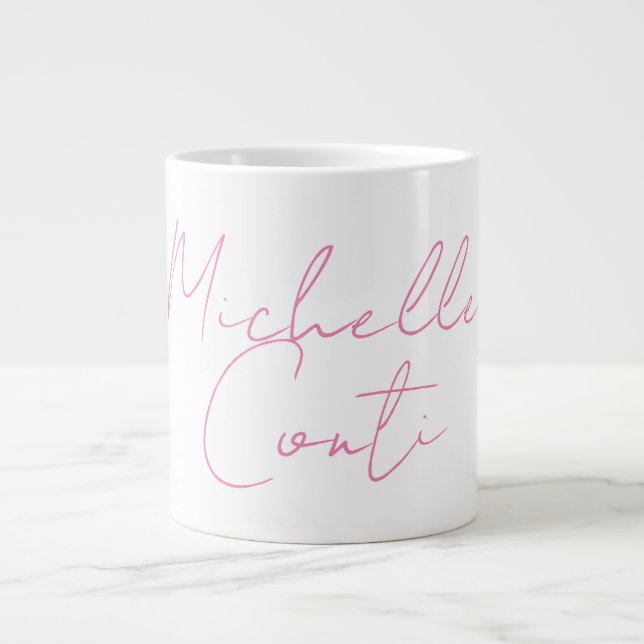 Beruflicher minimalistischer moderner rosa Name Jumbo-Tasse (Vorderseite)