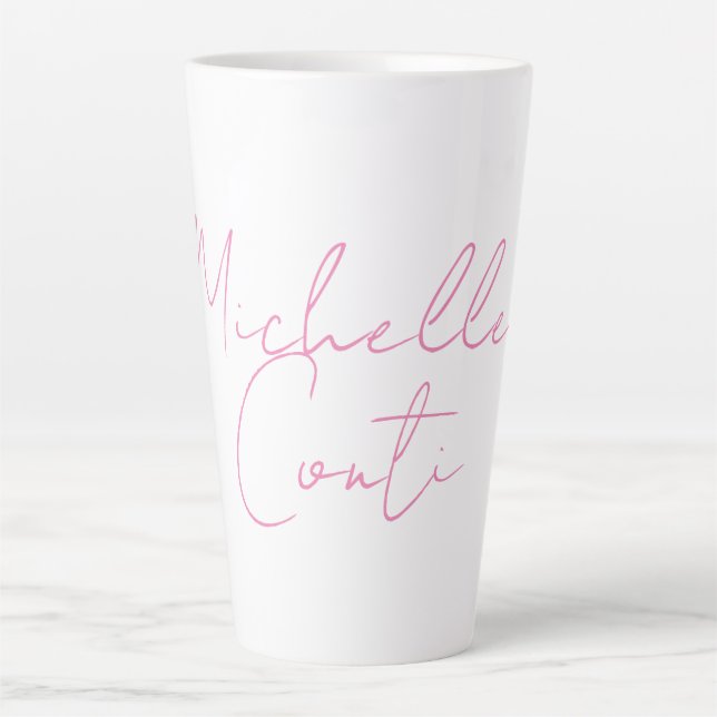 Beruflicher minimalistischer moderner rosa Name Milchtasse (Vorderseite)