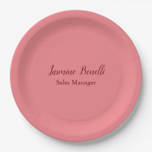 Beruflicher Minimalistischer Name Persönlich Pappteller