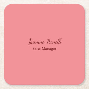 Beruflicher Minimalistischer Name Persönlich Rechteckiger Pappuntersetzer