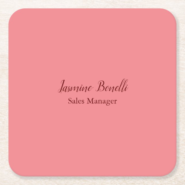Beruflicher Minimalistischer Name Persönlich Rechteckiger Pappuntersetzer (Vorderseite)