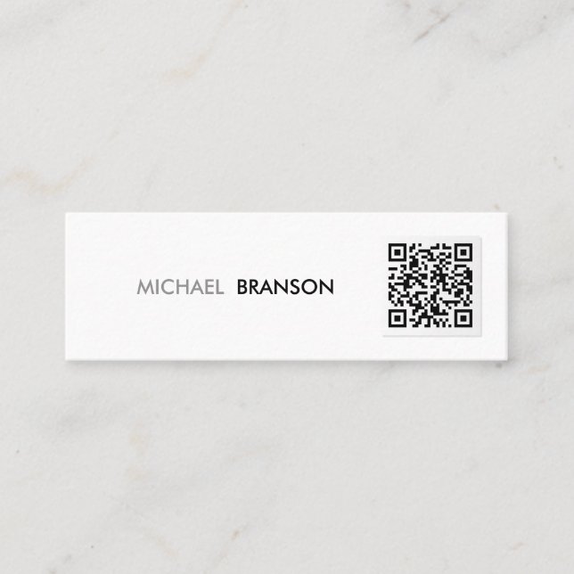Beruflicher Minimalistischer QR-CODE Mini Visitenkarte (Vorderseite)