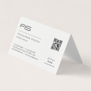 Beruflicher Mit Monogramm QR-Code Schwarzweiß Visitenkarten