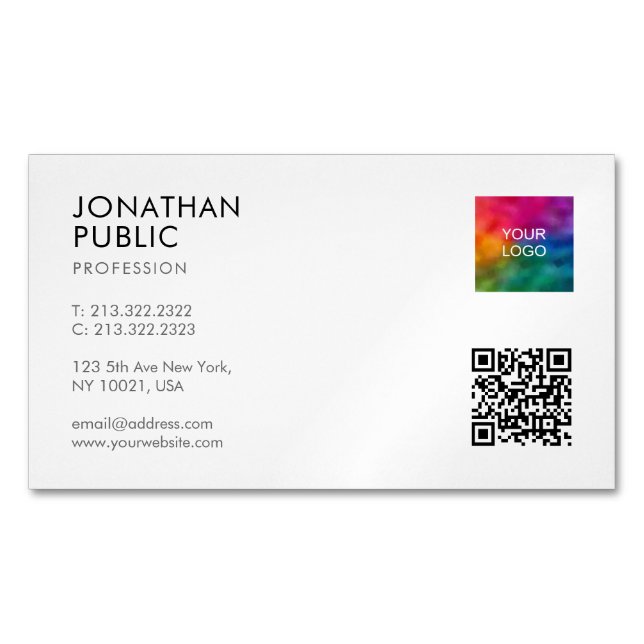 Beruflicher, moderner, einfacher Logo QR Code Magnetische Visitenkarte (Vorderseite)