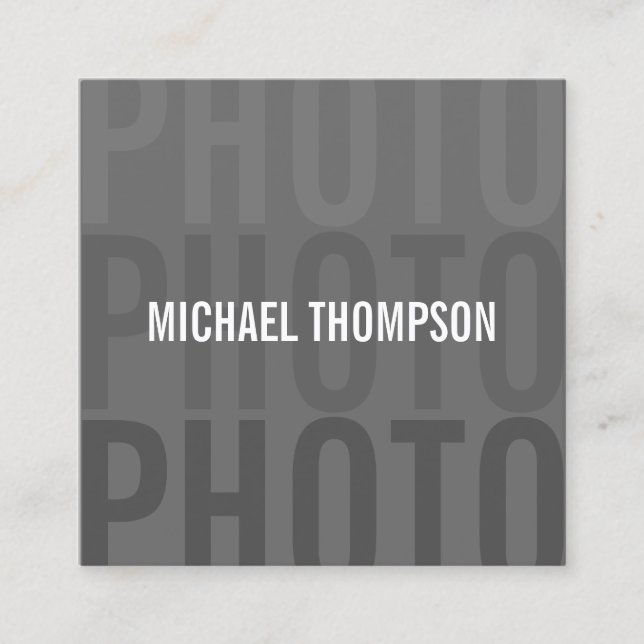 Beruflicher moderner Fotograf Quadratische Visitenkarte (Vorderseite)